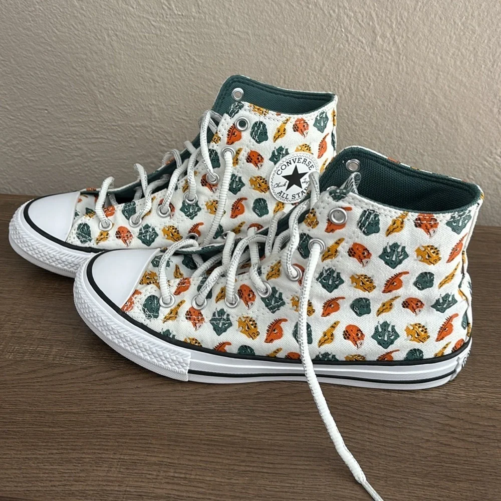 Converse Boys Hi-Top Dinosaur School Sneakers Shoes Kids Size 4.5